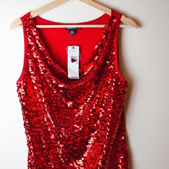 DKNY Red Sequined Top Size S NWT - Picture 3 of 7